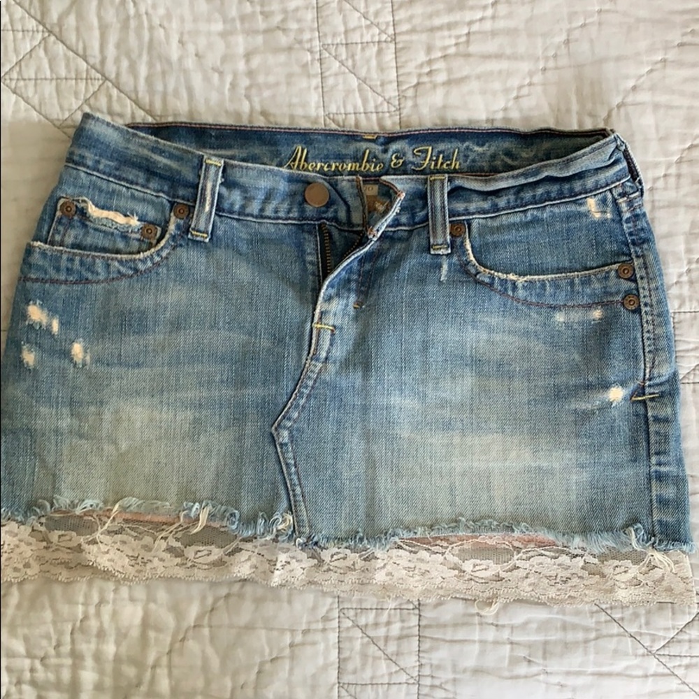Abercrombie & Fitch Distressed Denim Mini Skirt